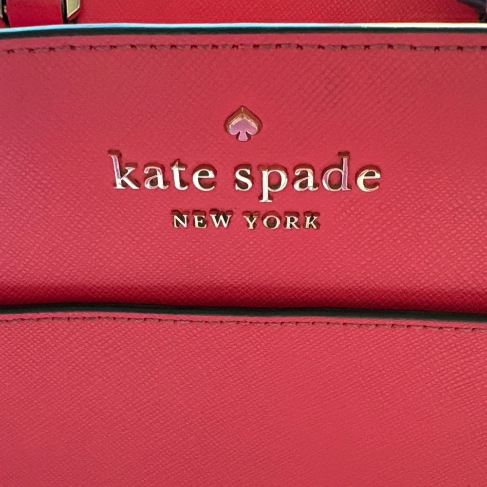 Kate Spade New York Staci Satchel Crossbody Bag Medium Size - Ruby Pink Leather